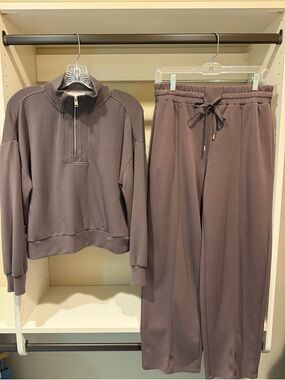 Philosophy Cozy Pullover Quarter-Zip & Drawstring Pants Set in Mauve